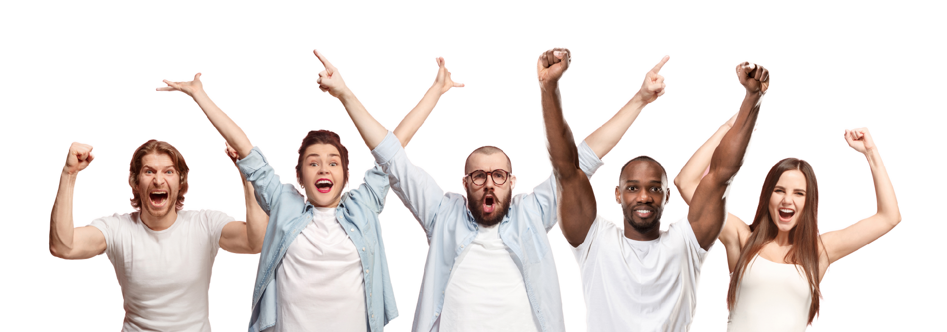 Diverse group of individuals celebrating with each other, representing body positivity and support